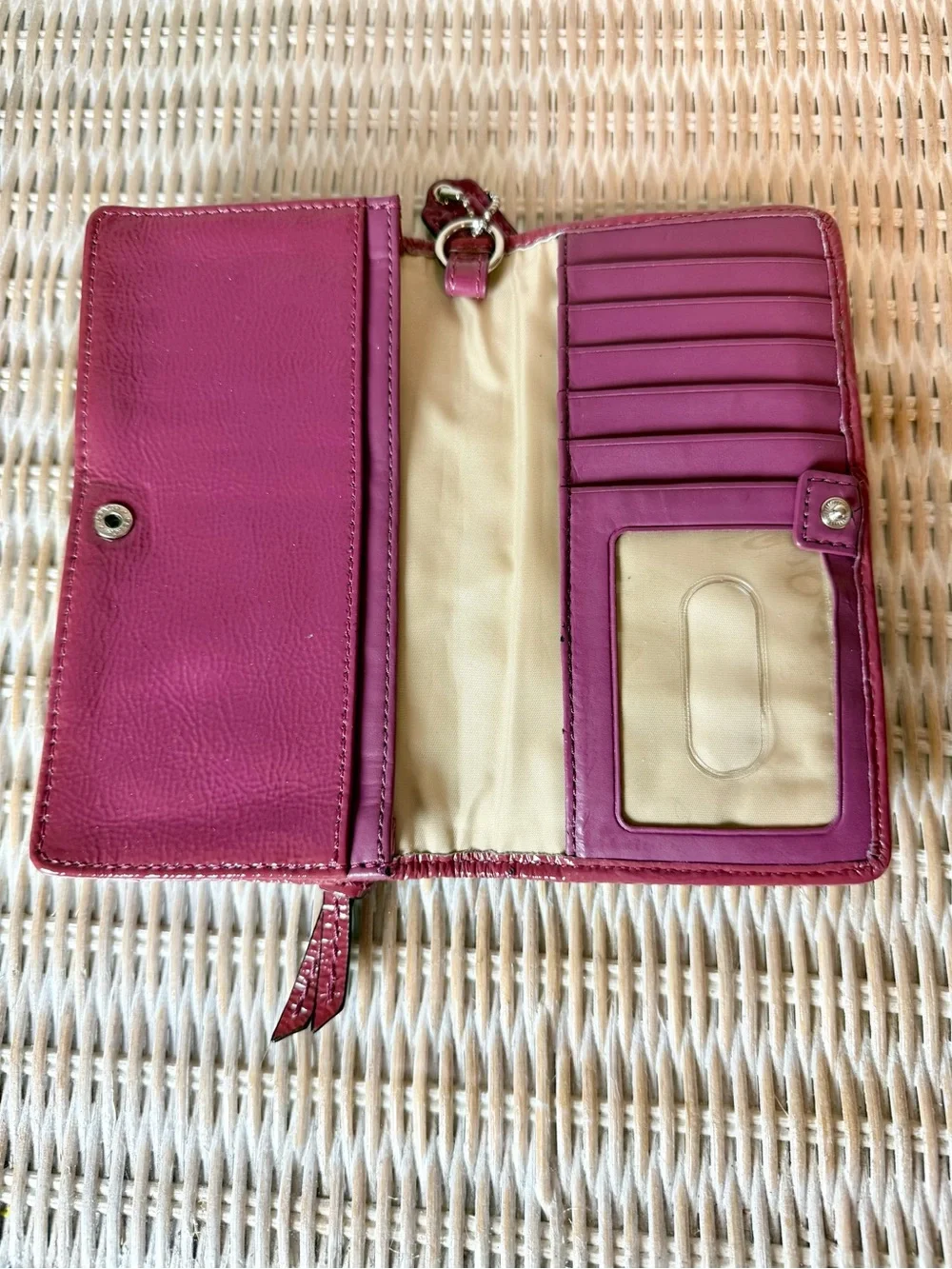 Coach Mauve Pink Patent Leather Signature Bifold Envelope Wallet